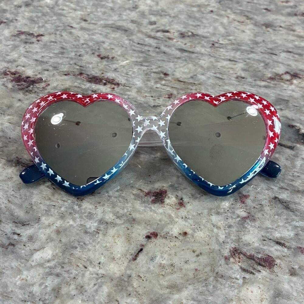 Gymboree Girls Heart Sunglasses Red White Blue Stars 6+